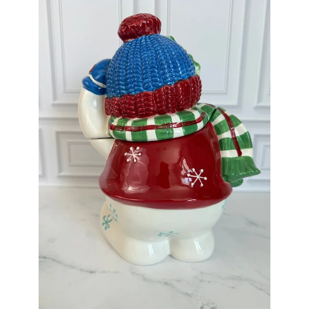 VTG Studio Nova Festive Frosty Snow Girl Ceramic Cookie Jar with Box!